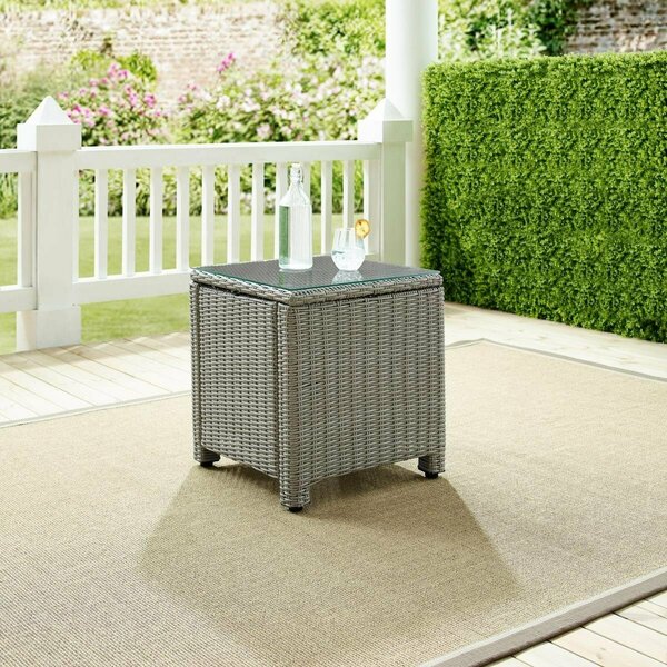 Crosley Furniture Bradenton Outdoor Wicker Rectangular Side Table Gray CO7219-GY